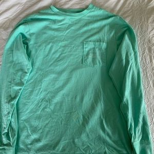 Teal Vineyard Vines whale long-sleeve pocket tee